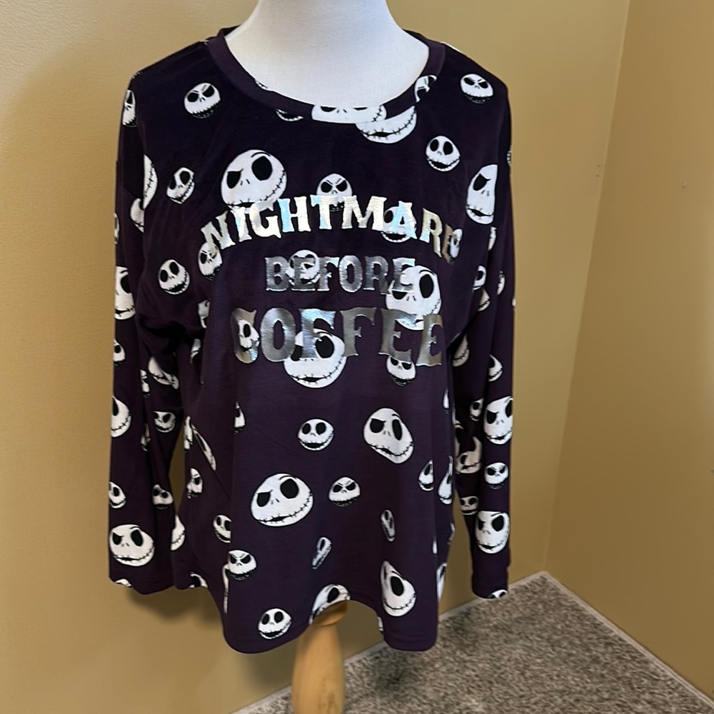 🪩 Nightmare Before Coffee Velvet Pajama Top